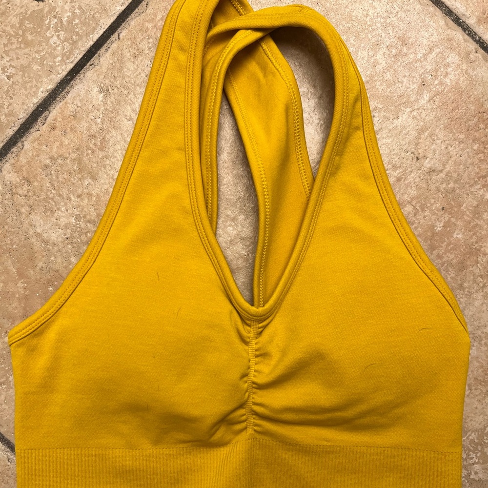 Mustard Yellow Alphalete Sports Bra